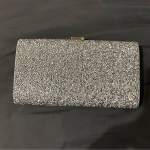 Silver Glitter Clutch Bag
